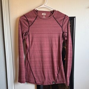 REI Maroon Striped Long Sleeve Shirt